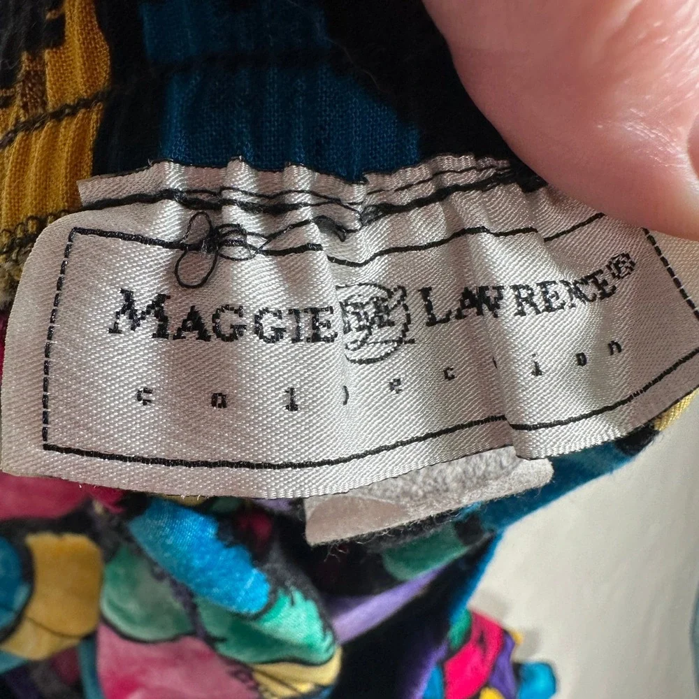 VTG Maggie Lawrence Skirt Womens 10 Multicolor Abstract Midi USA